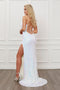 white multi color prom dress