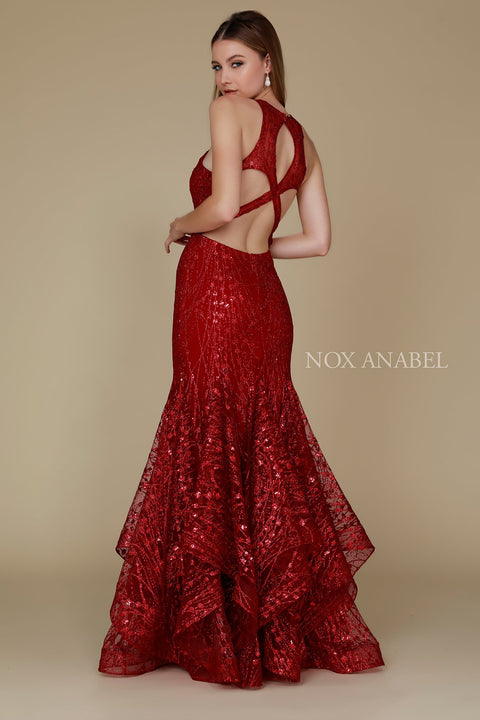 Elegant Rhinestone Accented Illusion Mermaid Dress T153 by Nox Anabel