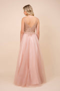 Gorgeus Rosegold Prom Ball Gown with Beaded Top T407 by Nox Anabel