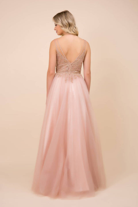 Gorgeus Rosegold Prom Ball Gown with Beaded Top T407 by Nox Anabel