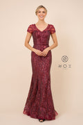 Cap-Sleeve Round Neck Floor-Length Evening Dress_T419 by Nox Anabel