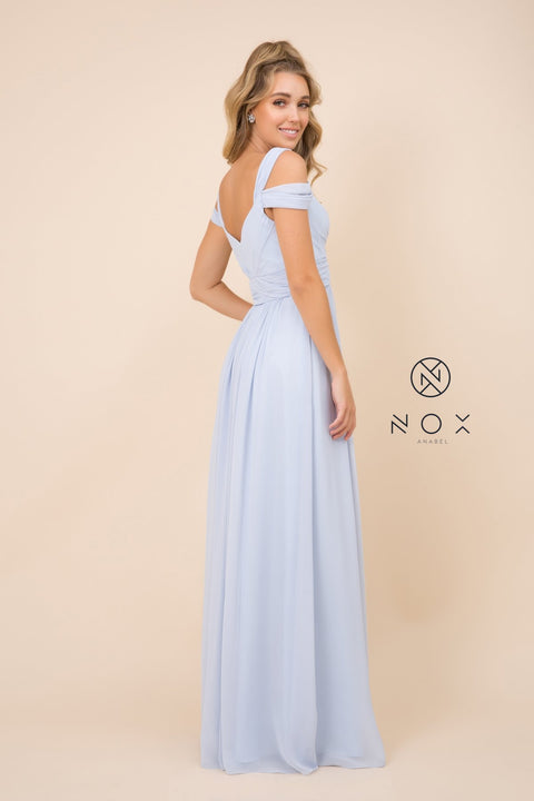 Cold-Shoulder with Slip Skirt Long Chiffon Dress_Y277 by Nox Anabel