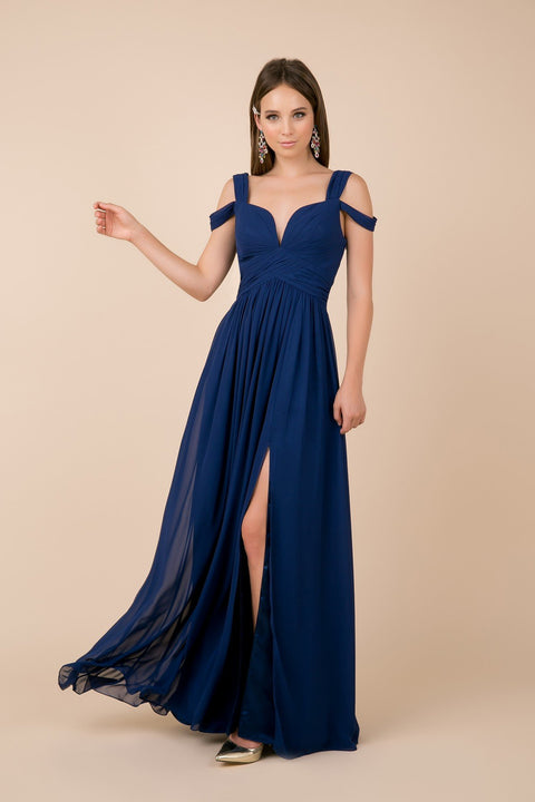 Cold-Shoulder with Slip Skirt Long Chiffon Dress_Y277 by Nox Anabel