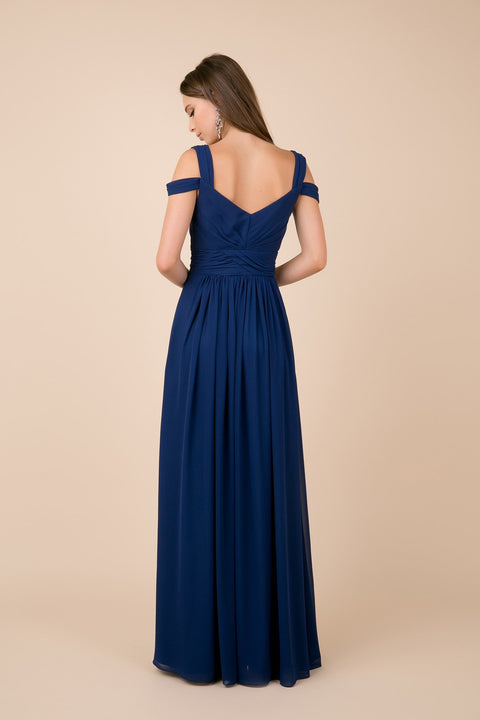 Cold-Shoulder with Slip Skirt Long Chiffon Dress_Y277 by Nox Anabel