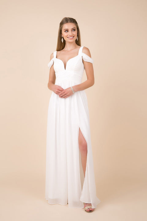 Cold-Shoulder with Slip Skirt Long Chiffon Dress_Y277 by Nox Anabel
