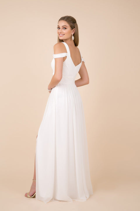 Cold-Shoulder with Slip Skirt Long Chiffon Dress_Y277 by Nox Anabel