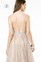 Elizabeth K GL2915: A-Line Glitter Gown with Deep V-Neckline