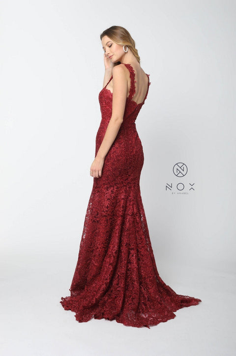 Sleeveless Allover Lace Mermaid Dress by Nox Anabel R216