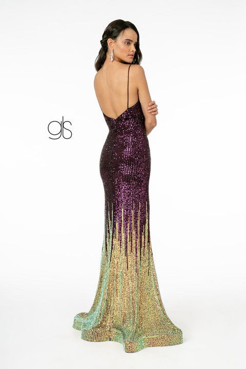 Elizabeth K GL2899: Mermaid Gown with Allover Ombre Sequin Design