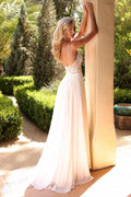 Cinderella Divine TY11's Chiffon Gown with Applique Accents and A-line Elegance