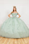 Elegant Cape Sleeve Applique Ball Gown - Cinderella Couture 8075J