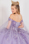 Elegant Cape Sleeve Applique Ball Gown - Cinderella Couture 8075J