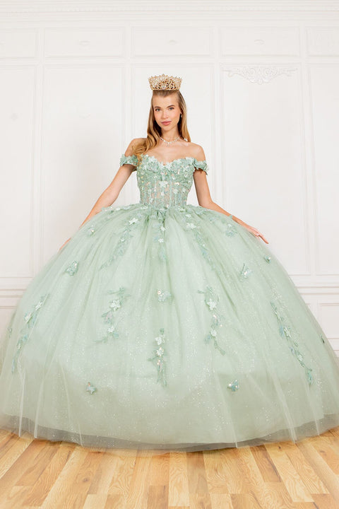 Elegant Cape Sleeve Applique Ball Gown - Cinderella Couture 8075J