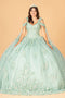 Cape Sleeve Applique Ball Gown by Elizabeth K GL3099