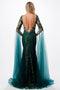 Elegant Cape Sleeve Applique Mermaid Gown - Coya P2221