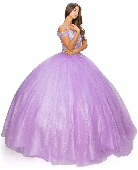 Cold Shoulder Applique  Ball Gown by Cinderella Couture 8028J