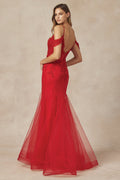 Juliet 281: Mermaid Gown with Applique Detailing and Cold Shoulder Design