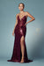 Fitted Sequin Gown with Appliques by Nox Anabel R429