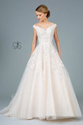 Elizabeth K GL1800's Off-Shoulder Wedding Dress with Appliqué