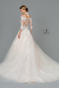 Elizabeth K GL1803's Off-Shoulder Wedding Dress with Appliqué