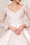 Applique Long Sleeve Ball Gown by Elizabeth K GL1931