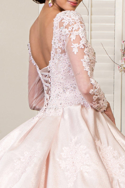 Applique Long Sleeve Ball Gown by Elizabeth K GL1931