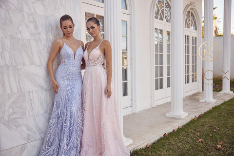 Long Sleeveless A-line Dress with Appliques by Nox Anabel T1009