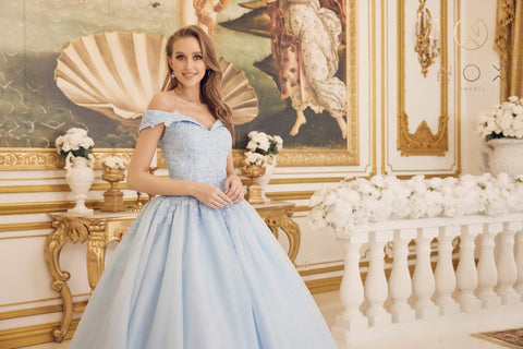 Nox Anabel CU1193's Off-Shoulder Ball Gown with Appliqué