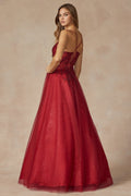 Juliet 295's Sleeveless Corset Gown with Appliqué