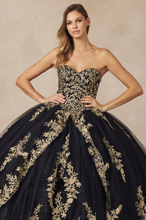 Strapless  Applique Ball Gown by Juliet 1439