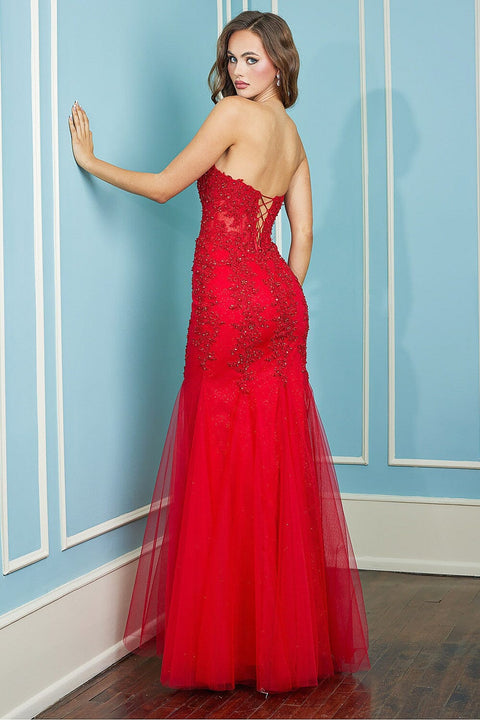Adora 3108's Mermaid Dress with Applique and Strapless Corset