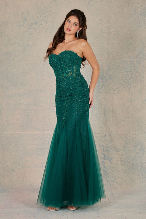 Adora 3108's Mermaid Dress with Applique and Strapless Corset