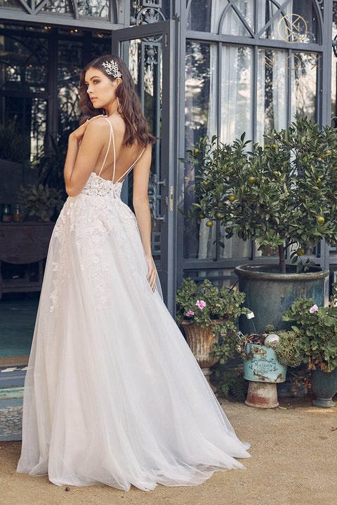 V-Neck Wedding Dress with Appliques by Nox Anabel JE933