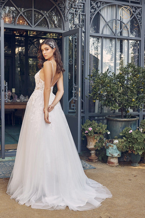 V-Neck Wedding Dress with Appliques by Nox Anabel JE933