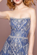 Elizabeth K GL2650's A-Line Dress with Bead Embellishments and Strapless Design
