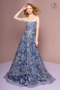 Elizabeth K GL2650's A-Line Dress with Bead Embellishments and Strapless Design