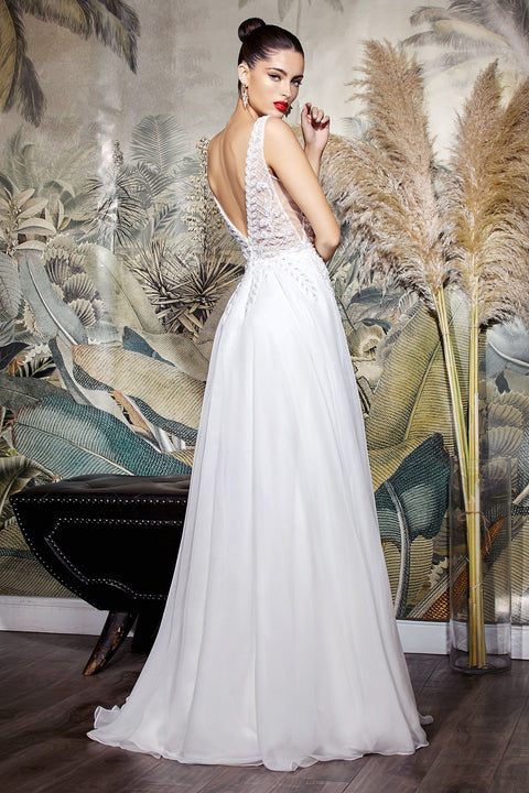 Beaded Chiffon Wedding Gown by Cinderella Divine TY12
