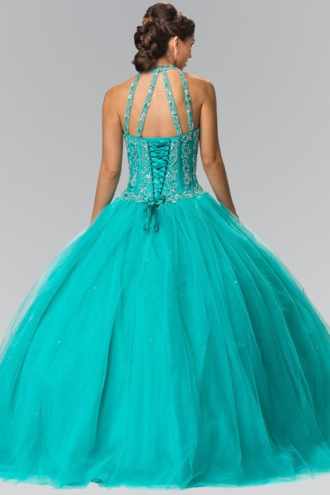 Halter Beaded Illusion Ballgown by Elizabeth K GL2348