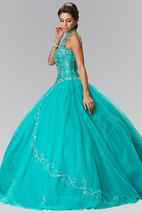 Halter Beaded Illusion Ballgown by Elizabeth K GL2348