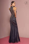 GLS Gloria GL2677's Trumpet Dress with Beaded High-Neck and Sheer Back