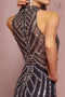 GLS Gloria GL2677's Trumpet Dress with Beaded High-Neck and Sheer Back