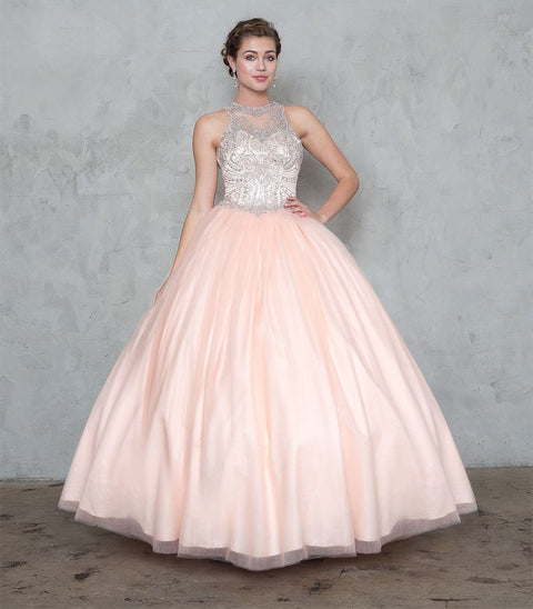 A-line Beaded Illusion Ball Gown with Back Cut Out by Calla Collection KY71740-X