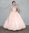 A-line Beaded Illusion Ball Gown with Back Cut Out