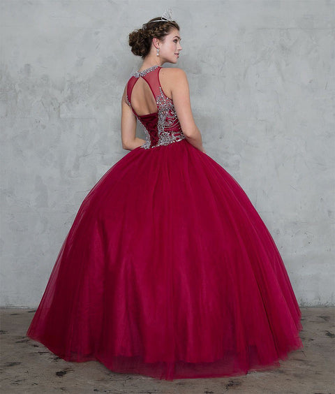 A-line Beaded Illusion Ball Gown with Back Cut Out by Calla Collection KY71740-X