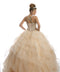 Sleeveless Ruffled Illusion Ball Gown by Juliet 1423