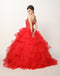 Sleeveless Ruffled Illusion Ball Gown by Juliet 1423