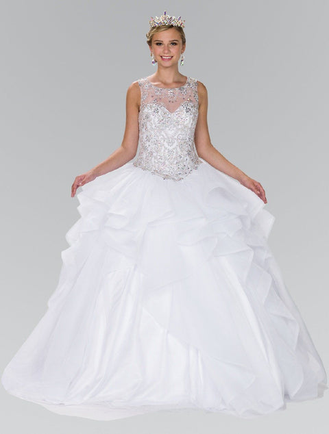 Beaded Illusion Bolero Ballgown by Elizabeth K GL2378