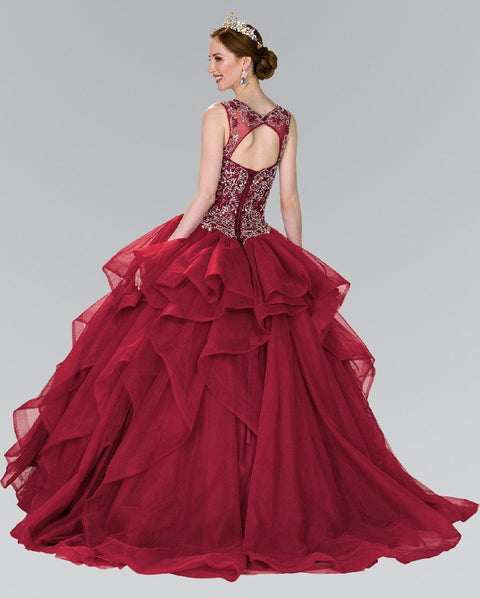Beaded Illusion Bolero Ballgown by Elizabeth K GL2378