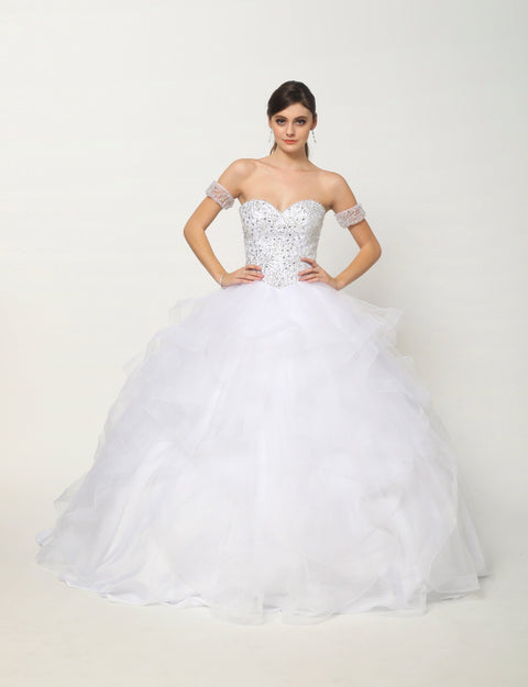 Sweetheart Ruffled Ball Gown by Juliet 1425