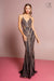 Beaded Long Illusion V-Neck Trumpet Dress by GLS Gloria GL2633